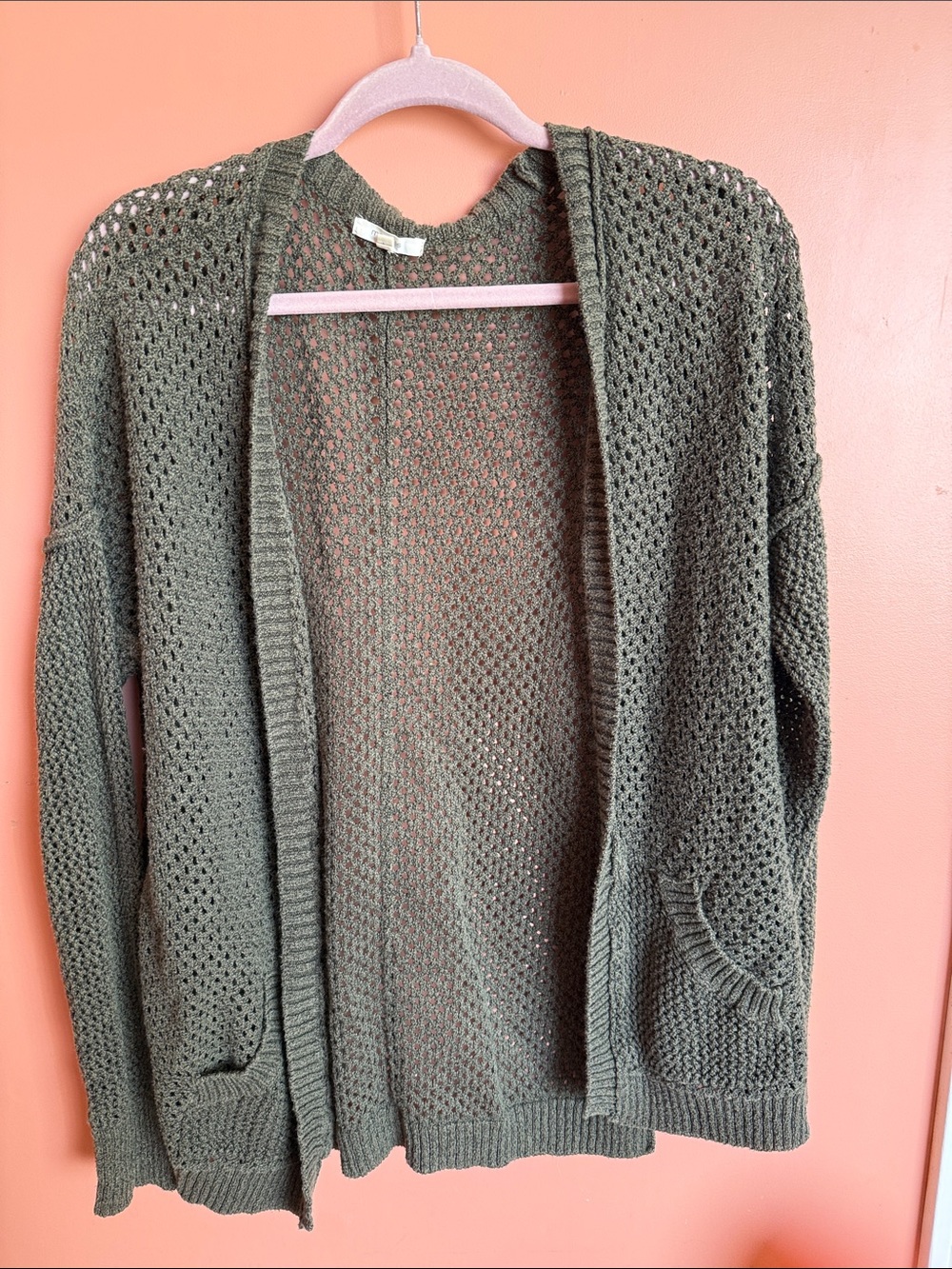 Maurices Olive Green Open-Weave Cardigan Sweater